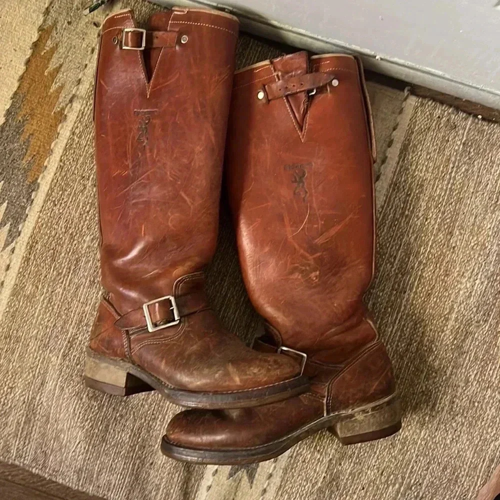 Vintage Browning Tall Engineer  Biker Boots   US men's  7 D